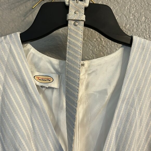 Talbots Women’s (M) Blue White Striped Vintage Sleeveless Midi Length Dress - Picture 6 of 8